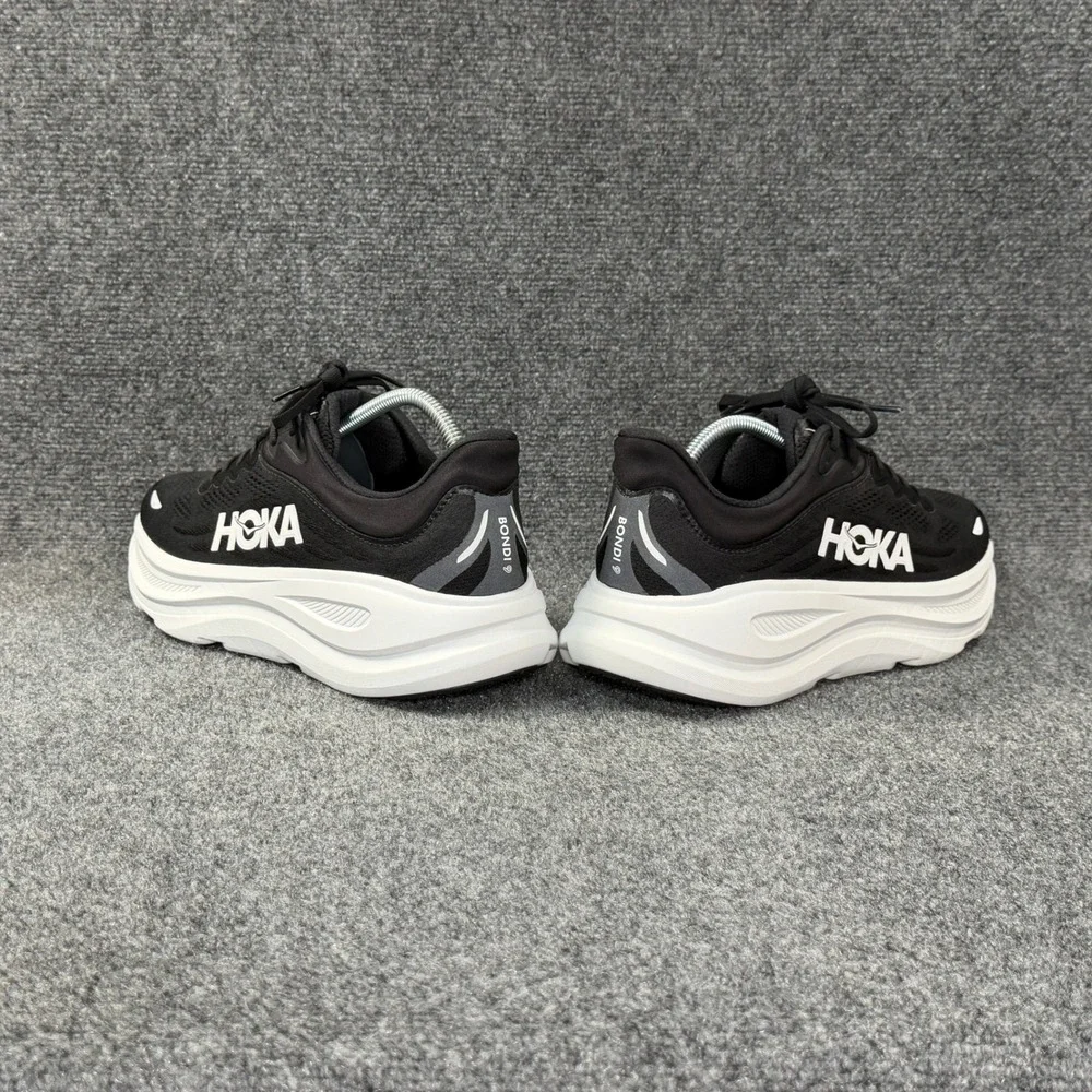 Hoka Bondi 9 Running Shoes Men's 11.5 Black White Athletic Road Training Sneaker